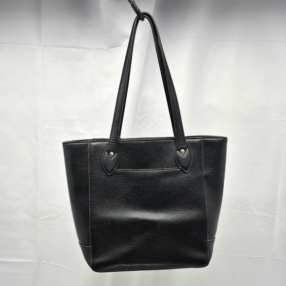 Anne Klein Black Faux Leather Lion Logo Tassel Tote Bag - Picture 3 of 16